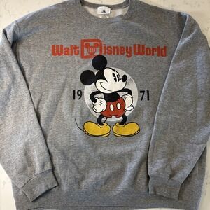 Walt Disney World 1971 Mickey Mouse Graphic Gray Sweatshirt Disney Parks Tag XL